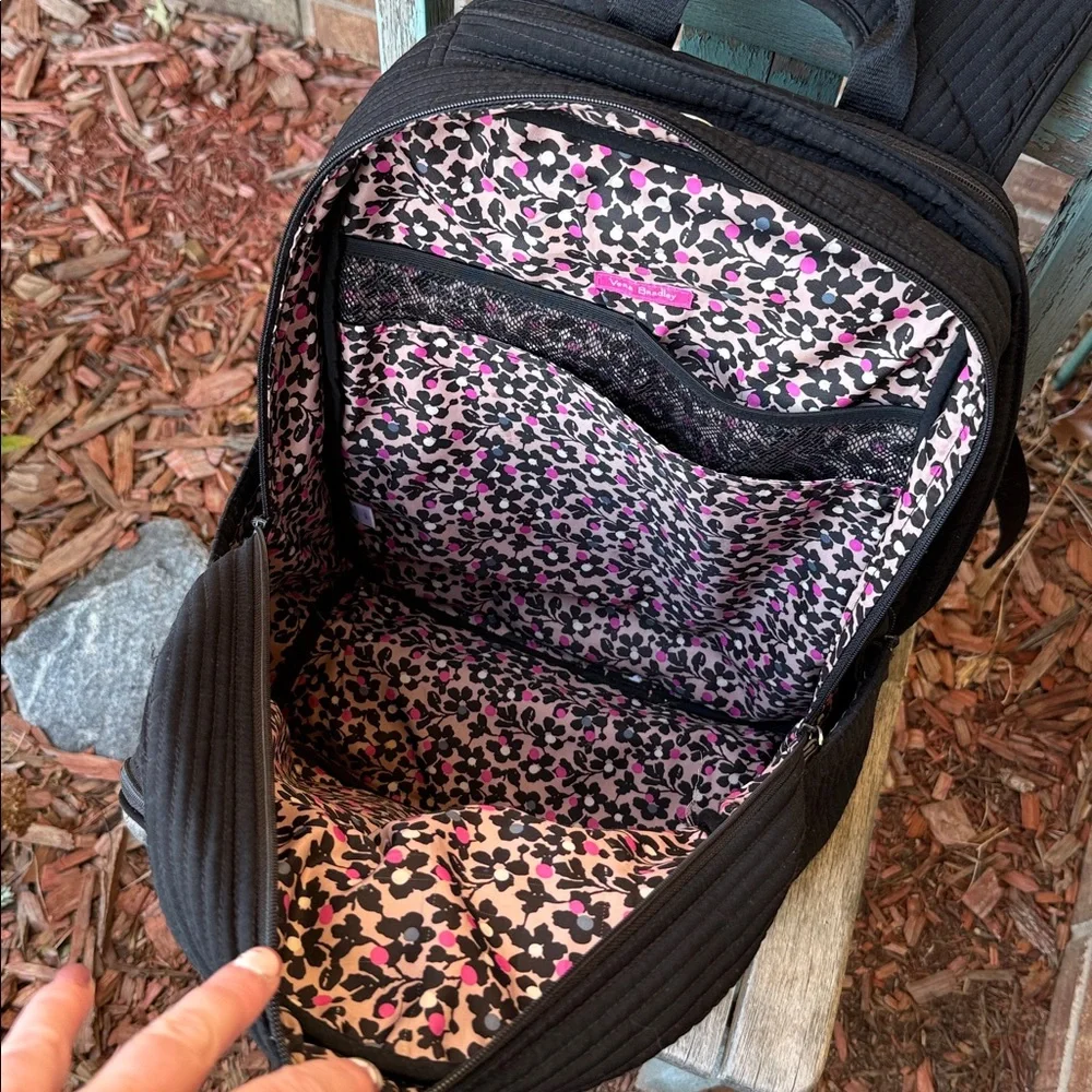 Vera Bradley Black Quilted Campus Backpack~pls read!